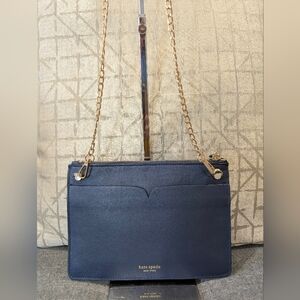 kate spade On Purpose Rwanda Flower Crossbody, Leather/Denim 9.5x7x1.5", EUC